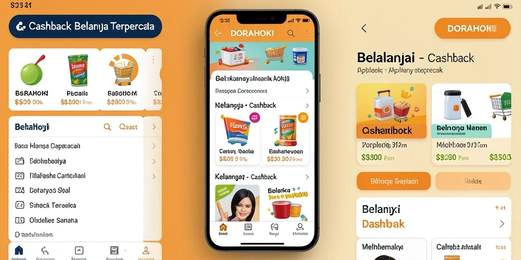 Antarmuka DORAHOKI yang menarik dengan fitur cashback.