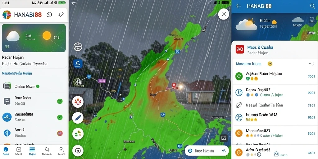 Tampilan antarmuka aplikasi Radar Hujan HANABI88 yang informatif dan interaktif.