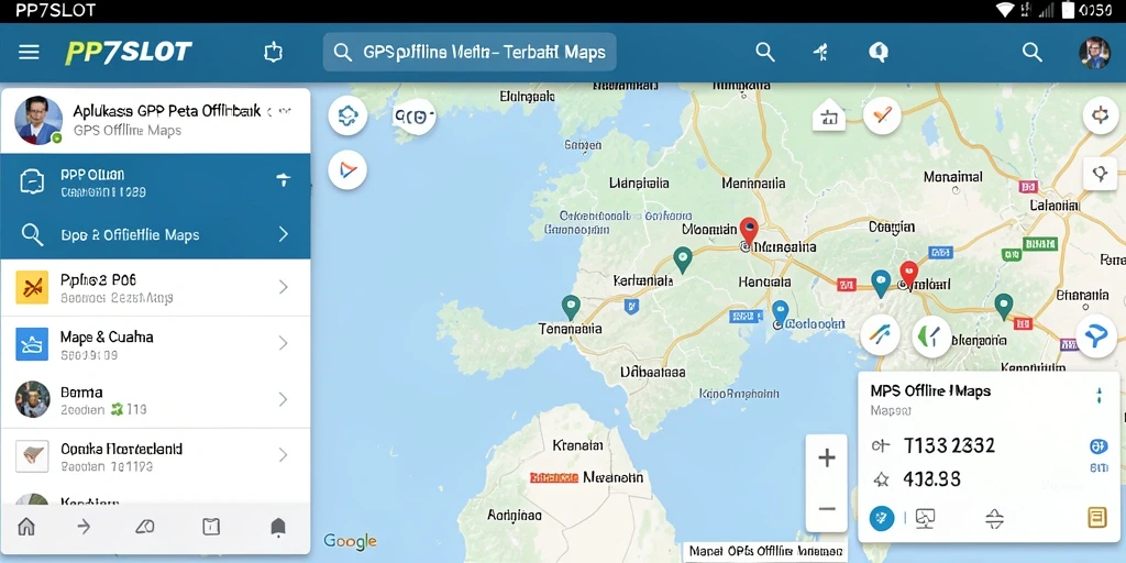 Antarmuka intuitif aplikasi PP7SLOT untuk navigasi GPS offline.