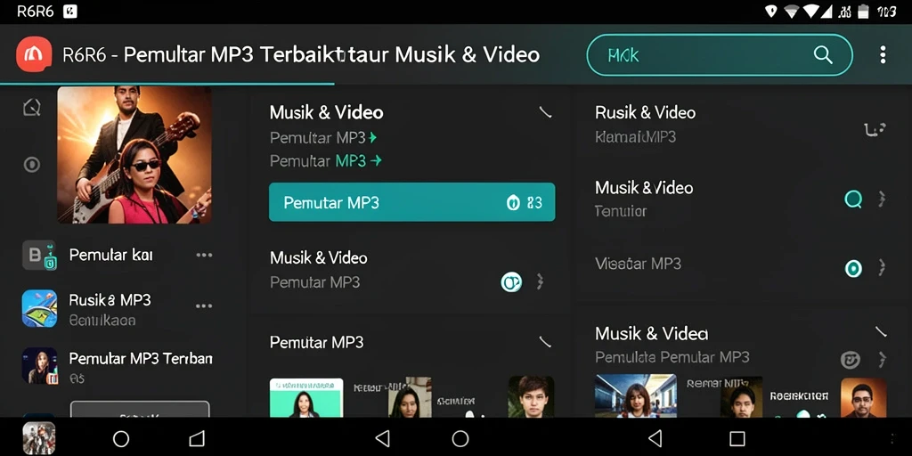 Antarmuka pemutar MP3 R6R6 yang sederhana dan fungsional.