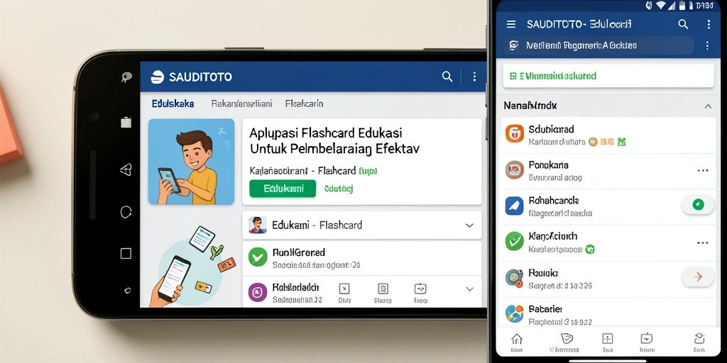 Tampilan antarmuka aplikasi Flashcard SAUDITOTO yang menarik dan interaktif.