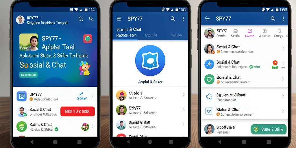 Tampilan antarmuka SPY77 dengan berbagai pilihan stiker.