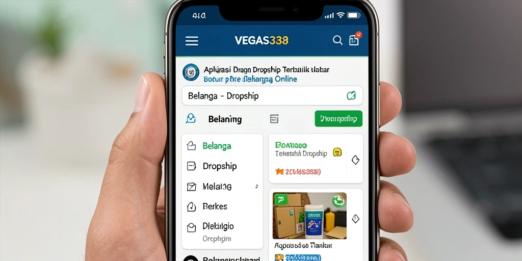 Antarmuka aplikasi VEGAS338 yang sederhana dengan fitur dropship intuitif.