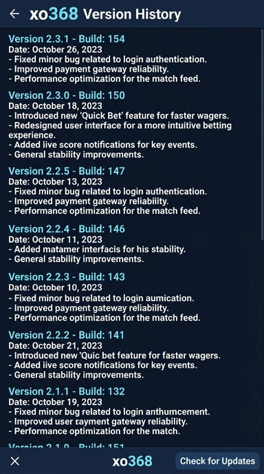 Riwayat Versi xo368 untuk Pengguna Android Indonesia